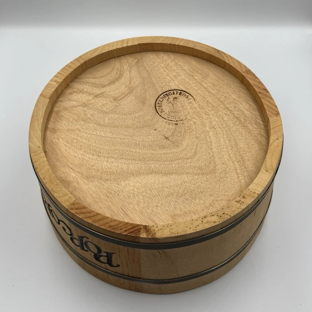 Vintage Wooden Popcorn Bucket Spaulding Frost Co WITH BOX Plastic Liner